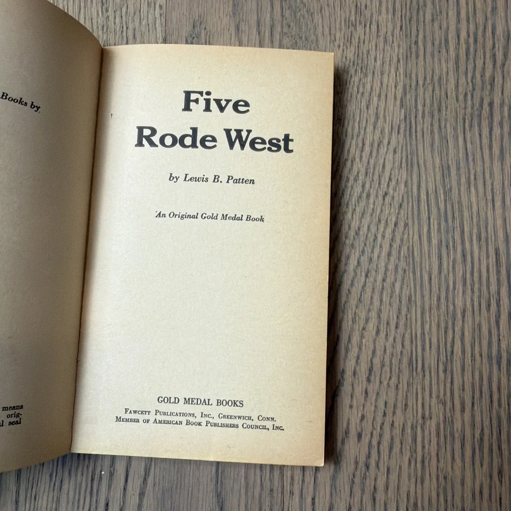 Vintage 1962 FIVE RODE WEST Fawcett Gold Medal PB Paperback‎ Book LEWIS PATTEN
